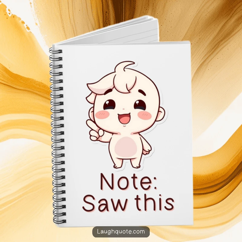 Funny Notebook: A character beams with an infectious smile, pointing to a hilarious inside joke, perfect for jotting notes.