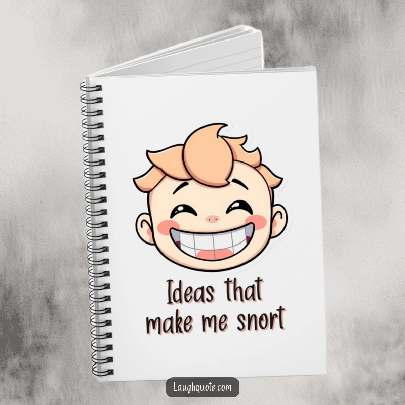 Funny Notebook cover showing a character with a huge, joyful grin, overcome with peals of laughter.