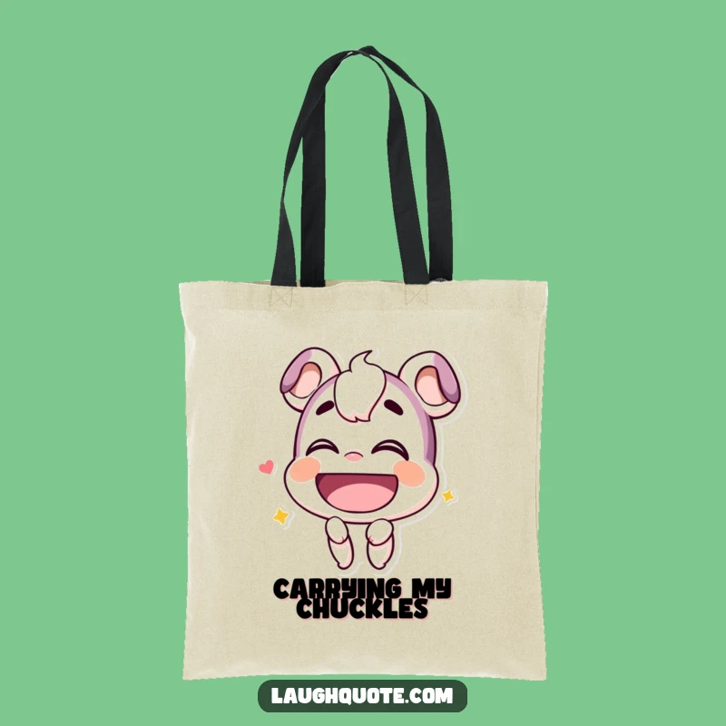 Funny Chuckle Tote Bag: Smiling Character Hearty Laugh Design, Practical Funny Gift