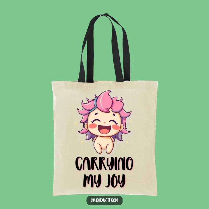 Funny Colorful Tote Bag: Character's Vibrant Laughter Carry-All